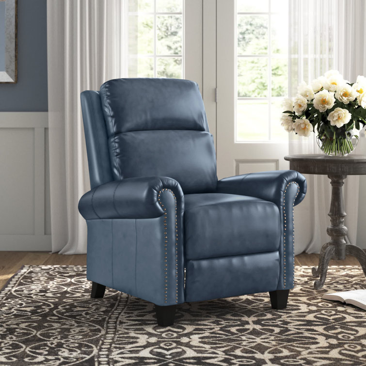 Wayfair blue leather discount recliner